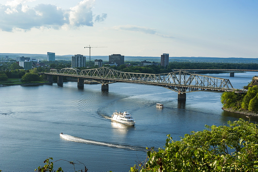 View over the Ottawa River and the Alexander Bridge, Ottawa, Ontario, Canada, North America