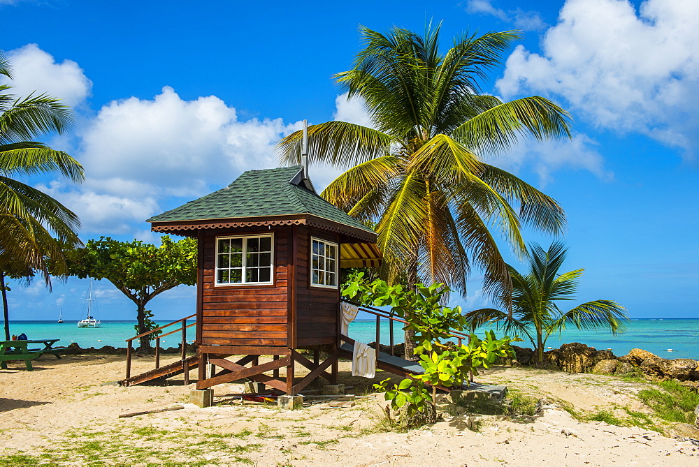 Baywatch tower on Pigeon Point, Tobago, Trinidad and Tobago, West Indies, Caribbean, Central America