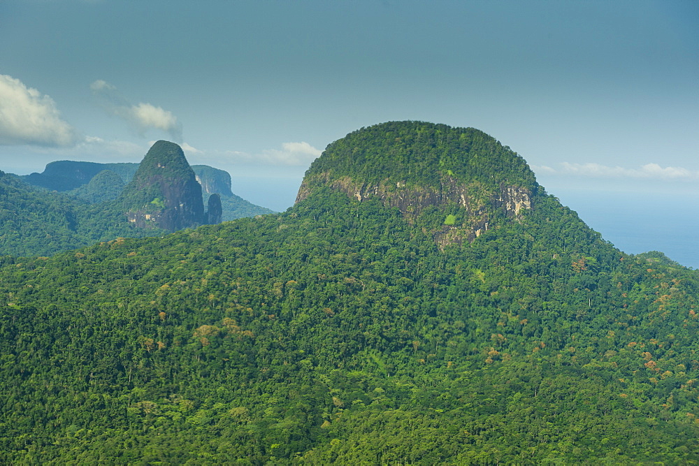 Aerial view of the UNESCO Biosphere Reserve, Principe, Sao Tome and Principe, Atlantic Ocean, Africa