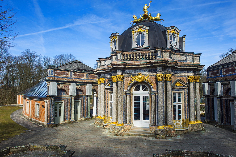 Orangerie with sun temple in the historical park Eremitage, Bayreuth, Upper Franconia, Bavaria, Germany, Europe