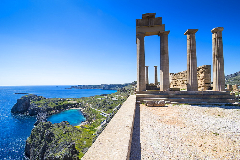 Acropolis of Lindos, Rhodes, Dodecanese Islands, Greek Islands, Greece, Europe