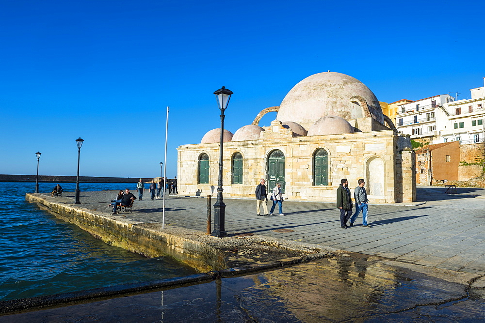 Mosque of the Janissaries, in the Venetian port of Chania, Crete, Greek Islands, Greece, Europe