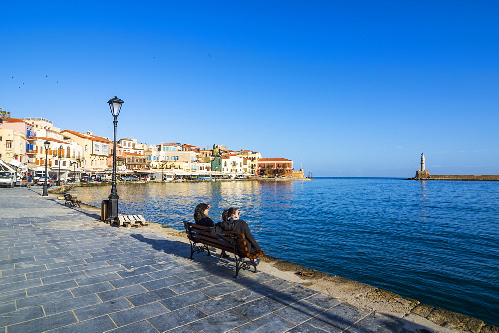 Venetian harbour of Chania, Crete, Greek Islands, Greece, Europe