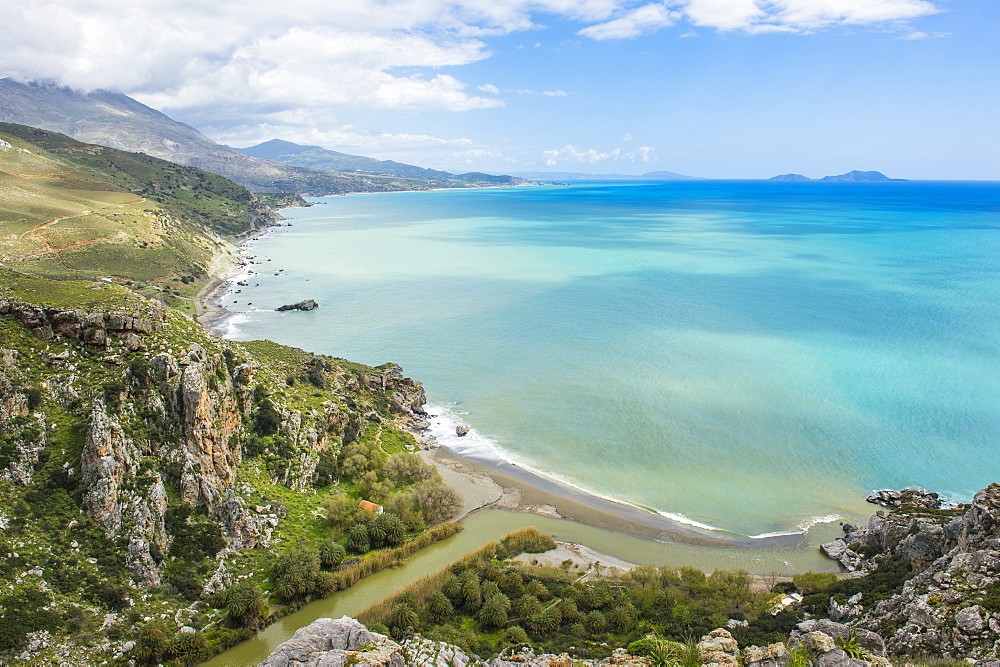 View over Preveli beach, Crete, Greek Islands, Greece, Europe