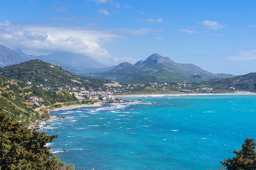 View over Plakas on the south coast of Crete, Greek Islands, Greece, Europe