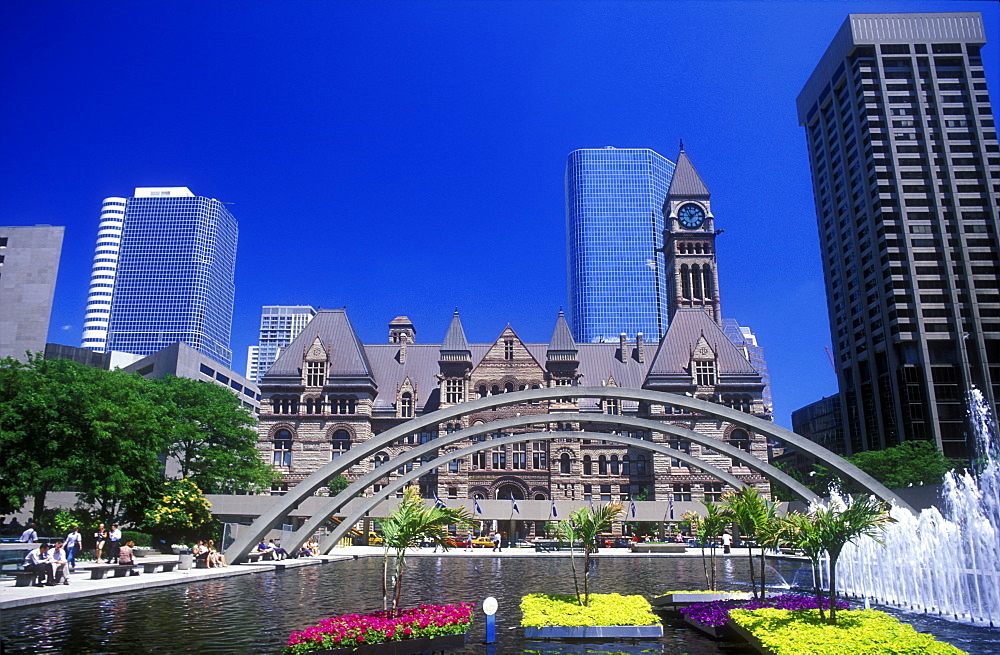 Nathan Philips Square and Old City Hall, Toronto, Ontario, Canada, North America