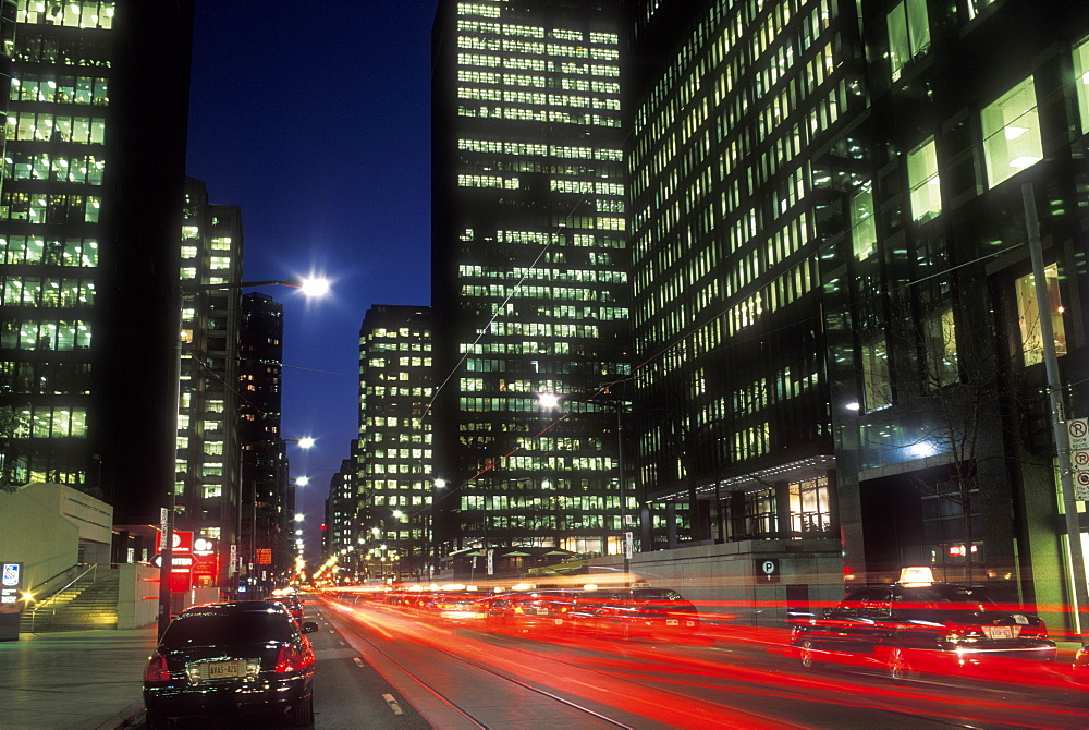 Financial district at night, Toronto, Ontario, Canada, North America