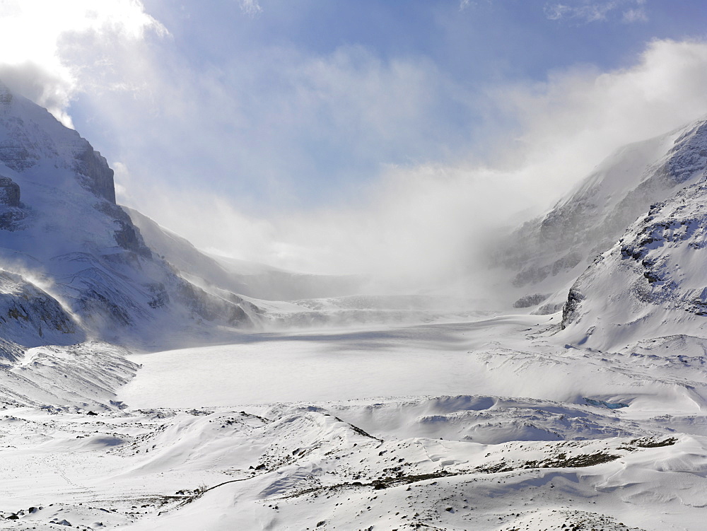 Athabasca Glacier in winter, Columbia Icefield, Jasper National Park, UNESCO World Heritage Site, Alberta, Canada, North America