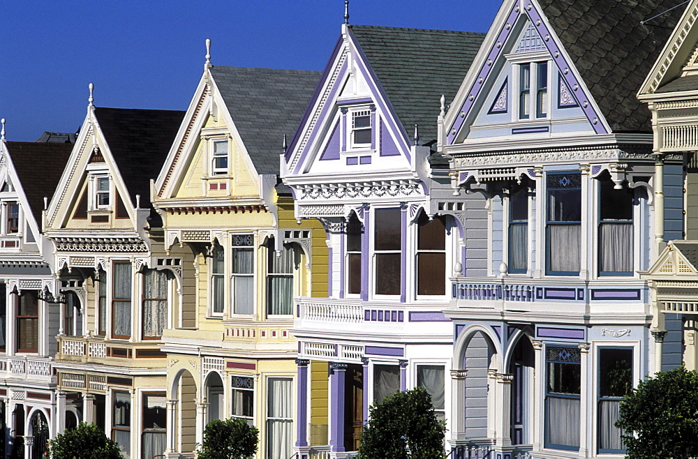 Row of Victorian houses, San Francisco, California, United States of America, North America