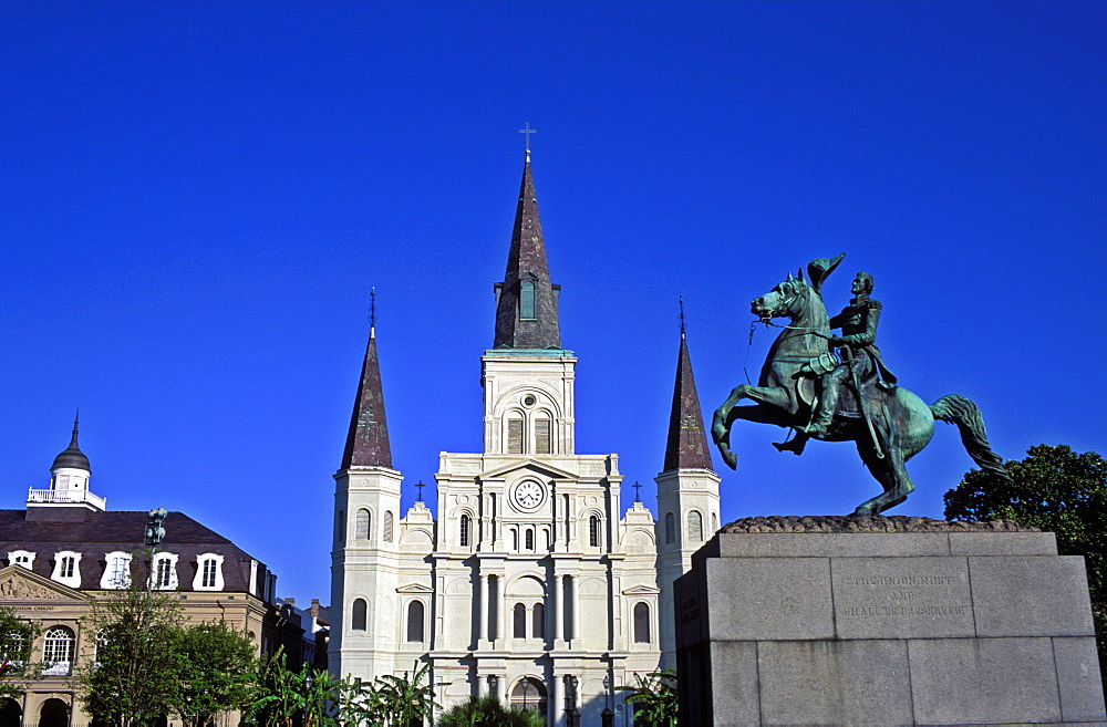 St. Louis Cathedral, Jackson Square and Cabildo, New Orleans, Louisiana, United States of America, North America