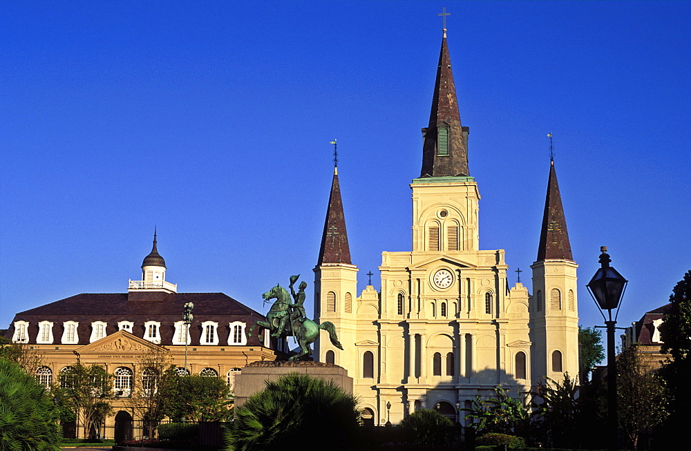 St. Louis Cathedral, Jackson Square and Cabildo, New Orleans, Louisiana, United States of America, North America