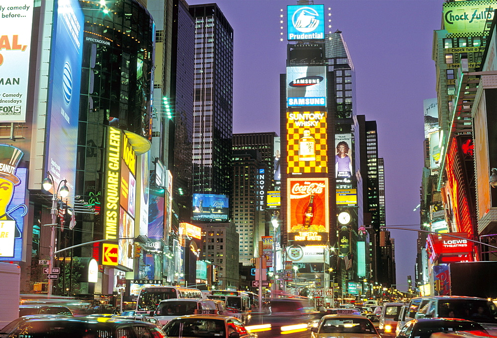 Times Square at night, New York City, New York, United States of America, North America