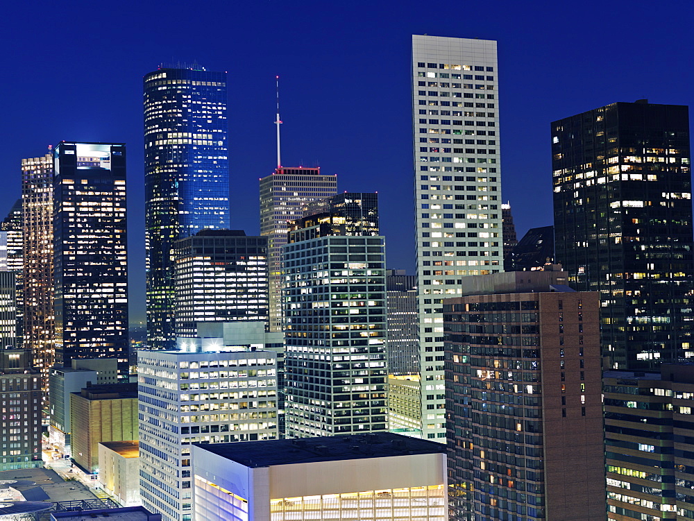 Skyline at at dawn, Houston, Texas, United States of America, North America