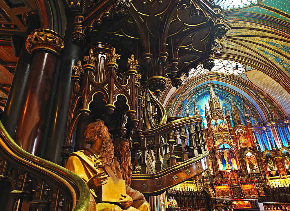 Interior view of Notre Dame Cathedral, Quebec, Canada, North America