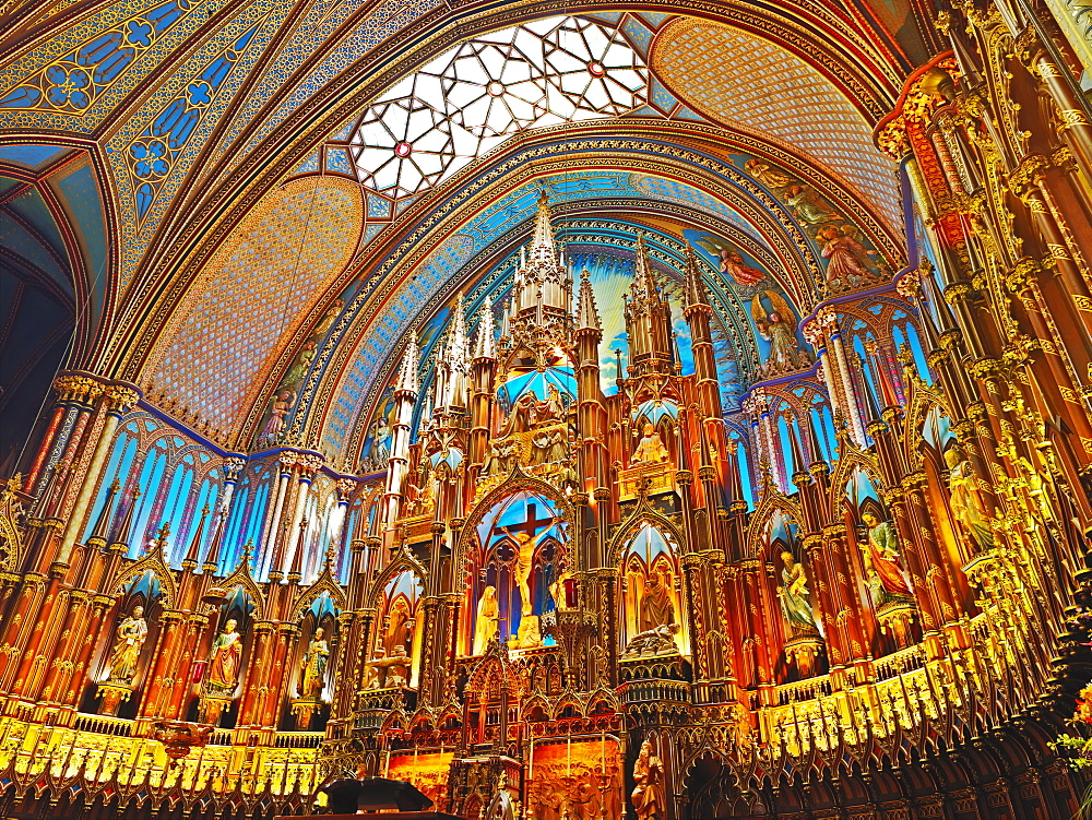 Interior view of Notre Dame Cathedral, Quebec, Canada, North America