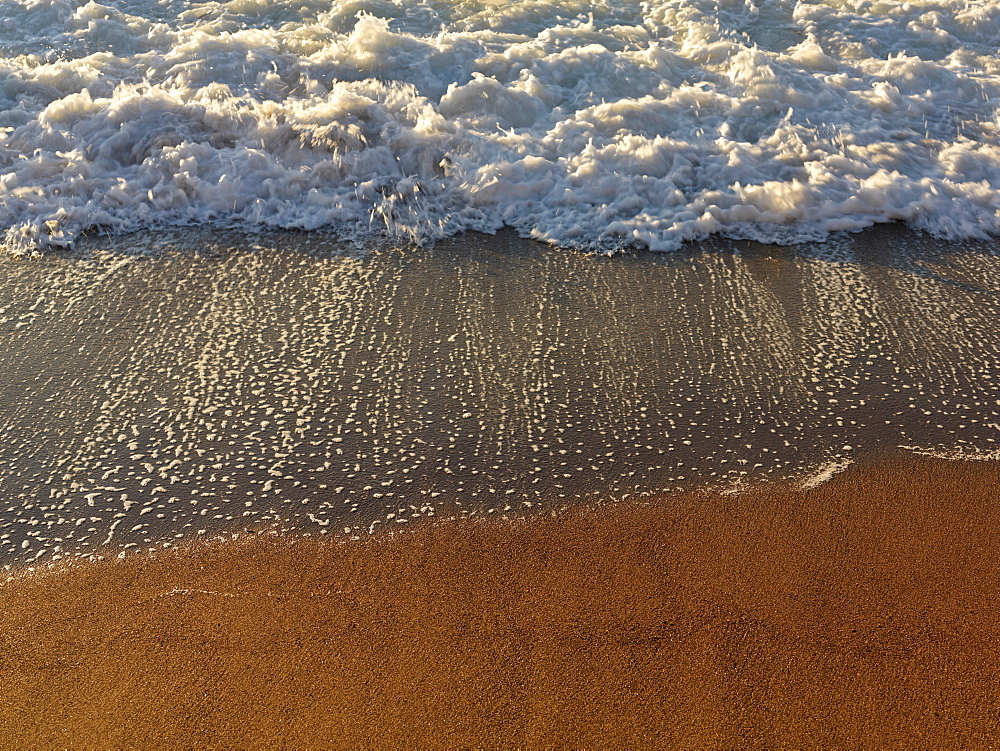 Surf receding on sandy beach, Perce, Gaspesie, Quebec, Canada, North America