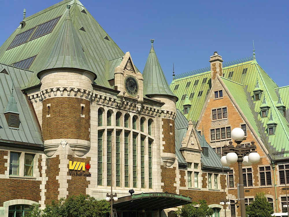 Palais Station in chateau style architecture, Via train station, Quebec City, Quebec, Canada, North America