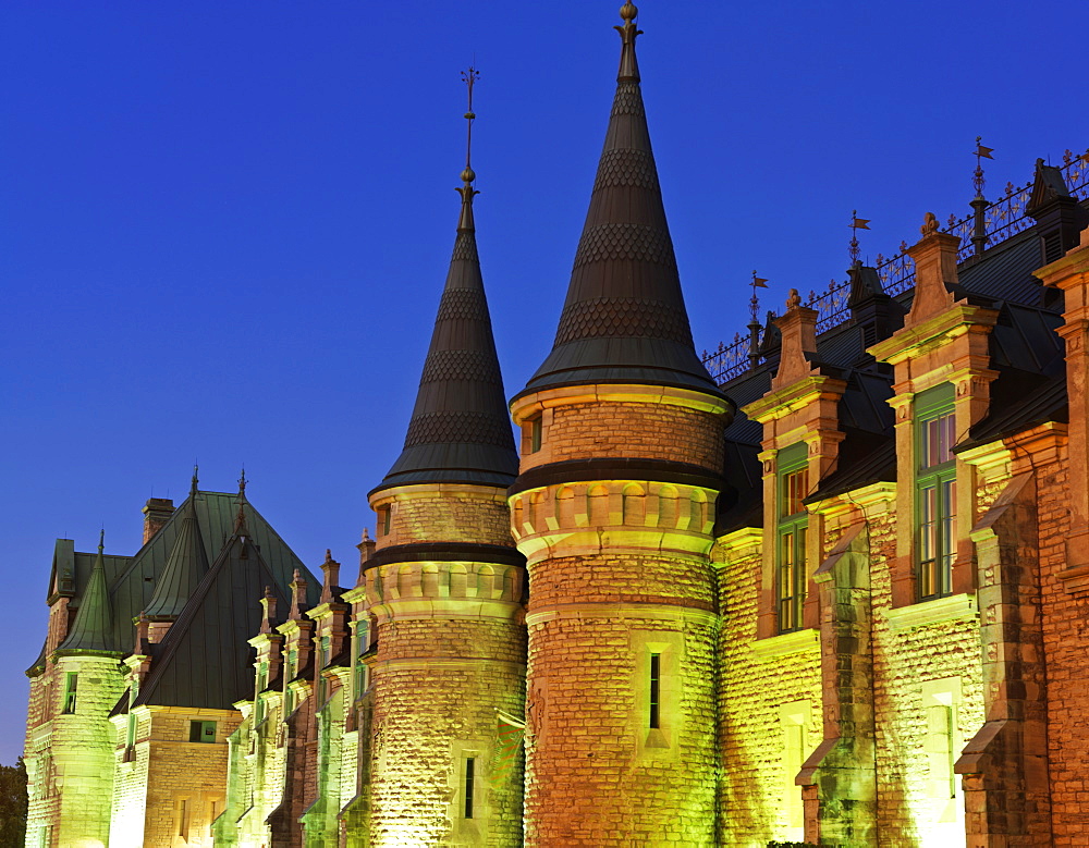 Manege Militaire (the Armory) at dusk, Quebec City, Quebec, Canada, North America