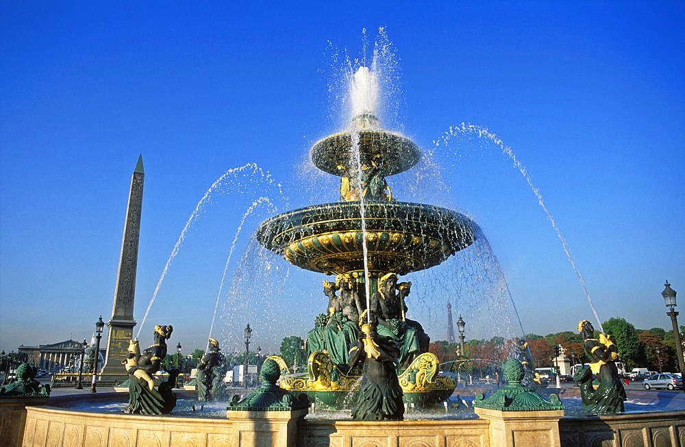 Fountain and Obelisk, Place de la Concorde, Paris, France, Europe