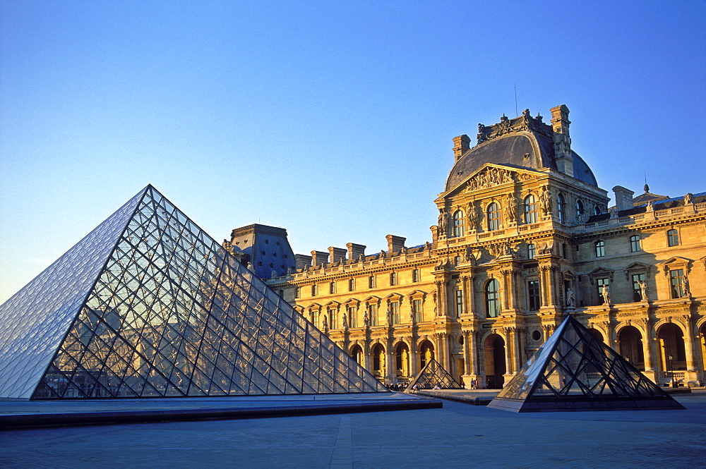 The Louvre and Pyramid by I M Pei, Paris, France, Europe