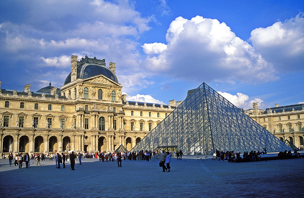 The Louvre and Pyramid by I M Pei, Paris, France, Europe