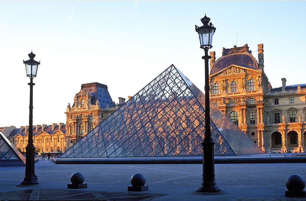 The Louvre and Pyramid by I M Pei, Paris, France, Europe