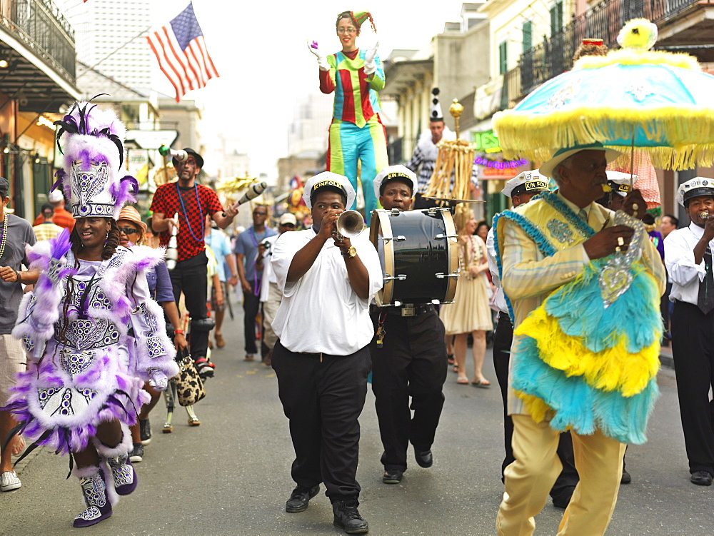 Second line parade, French Quarter, New Orleans, Louisiana, United States of American, North America