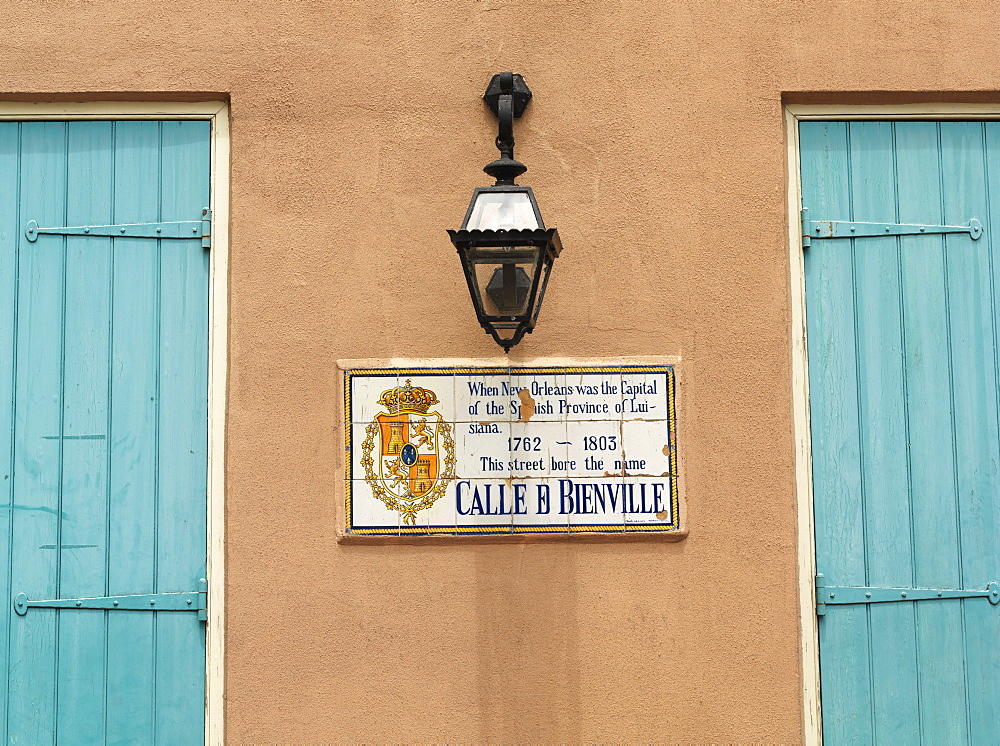 Street sign on side of building, French Quarter, New Orleans, Louisiana, United States of America, North America