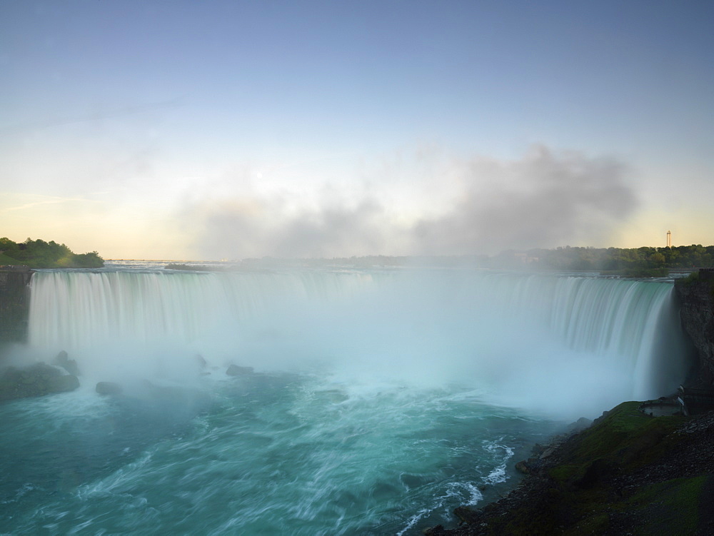 View of the Canadian Falls at dusk, Niagara Falls, Ontario, Canada, North America