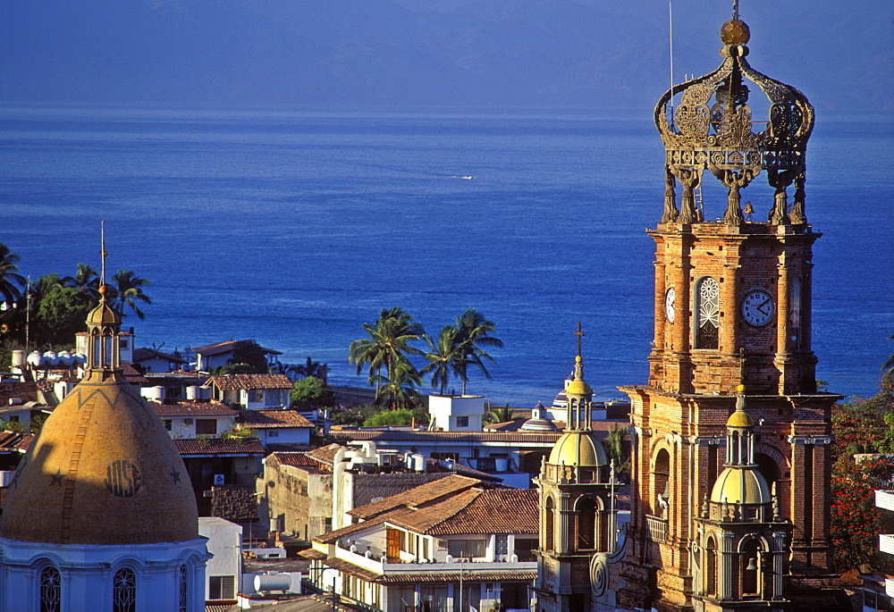 Bell tower and cupola, Church Our Lady of Guadalupe, Puerto Vallarta, Mexico, North America