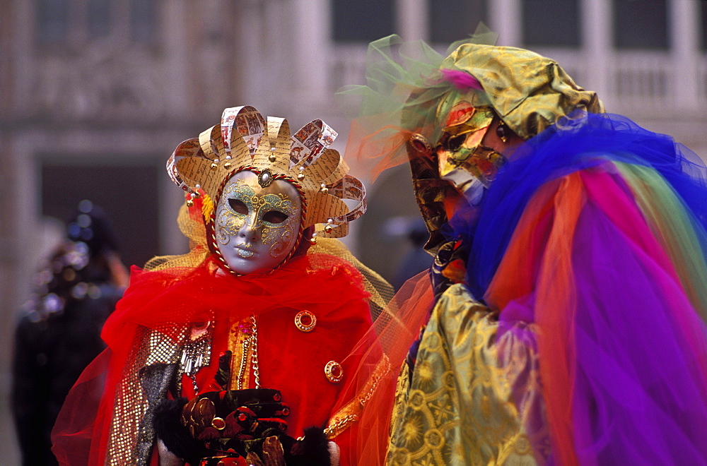 Revellers dressed in costume, Carnevale (Carnival), Piazza San Marco, Venice, Veneto, Italy, Europe