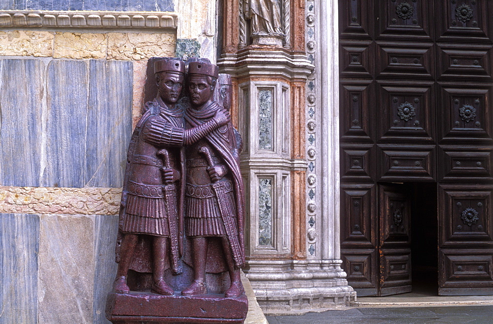 The Tetrarchs on the Basilica San Marco, Piazza San Marco, Venice, UNESCO World Heritage Site, Veneto, Italy, Europe