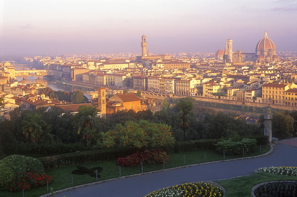 Overview of the city skyline from Piazza Michelangelo, Florence, Tuscany, Italy, Europe