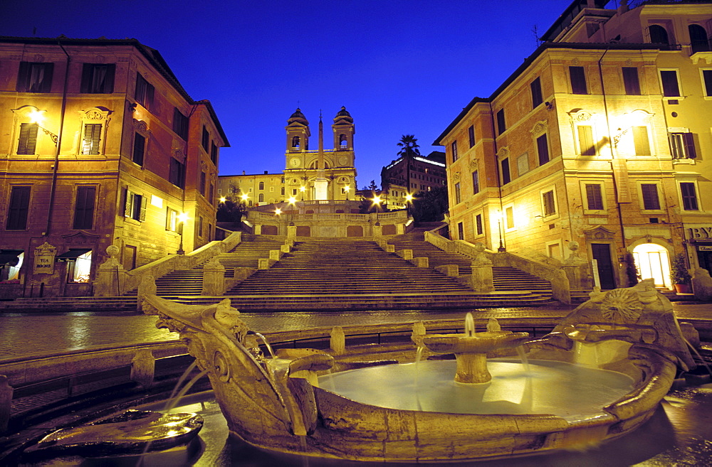 The Spanish Steps at dawn, Rome, Lazio, Italy, Europe