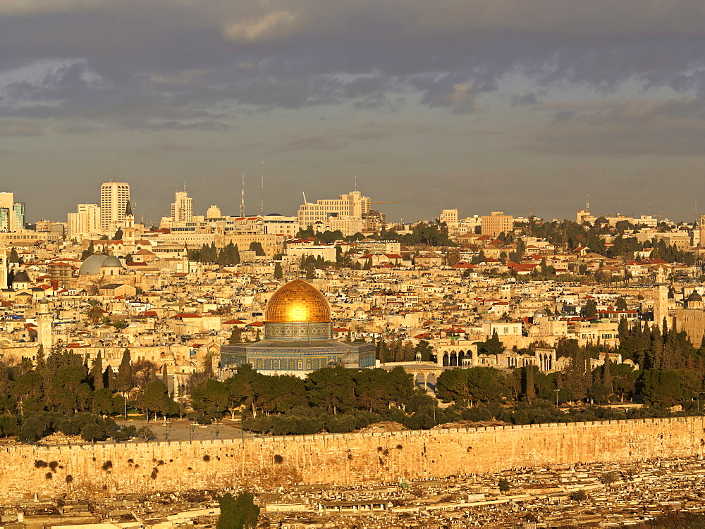 City skyline view with Dome of the Rock, Jerusalem, Israel, Middle East