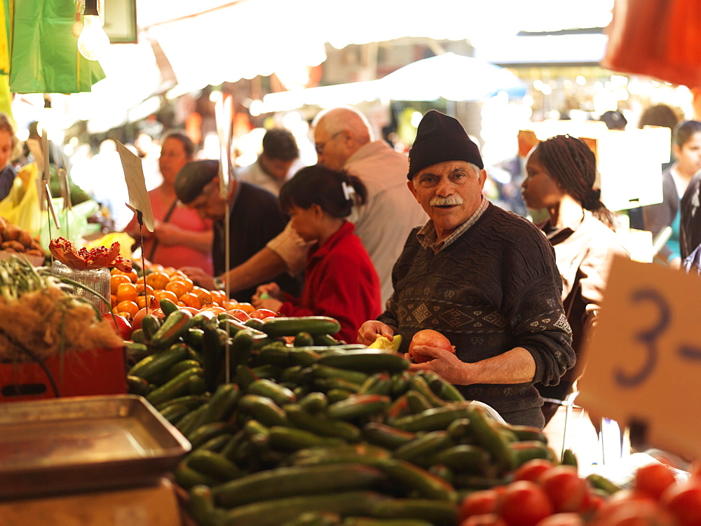 Fruit vendor, Carmel Market, Tel Aviv, Israel, Middle East