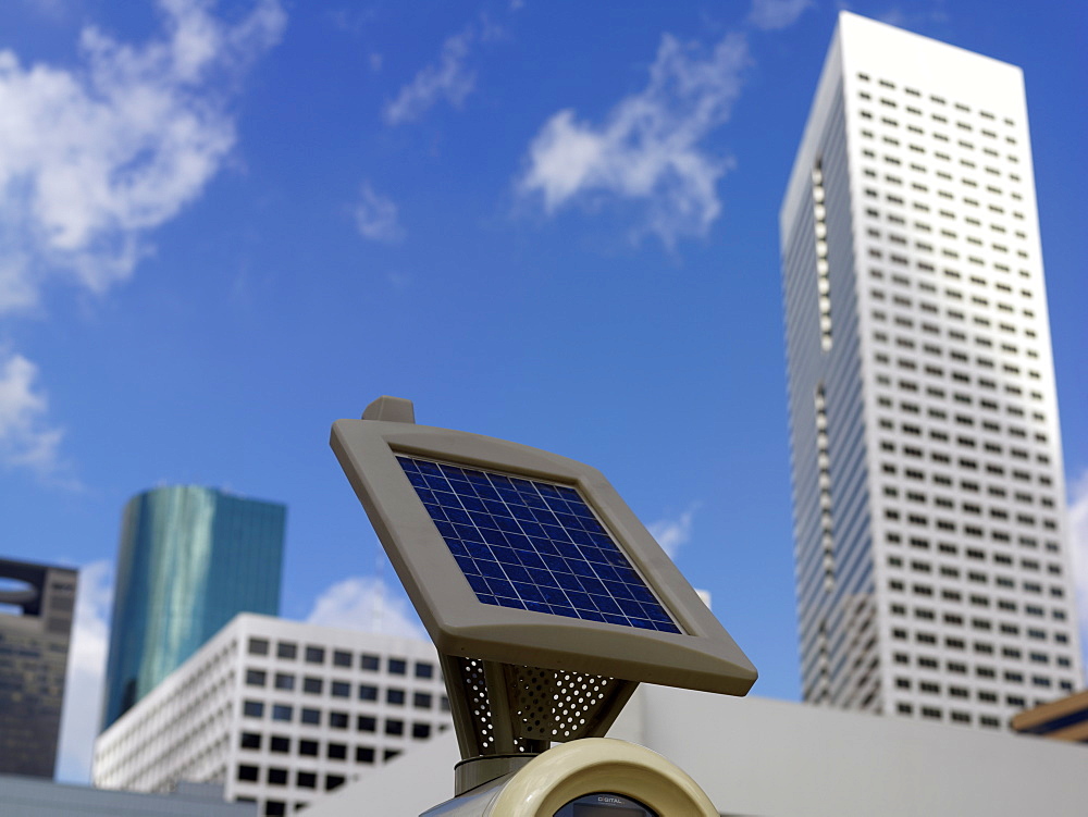 Solar powered parking meter, Houston, Texas, United States of America, North America