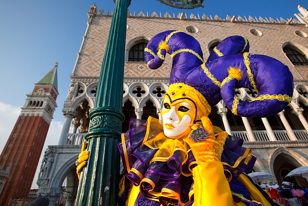 Carnival masks and costumes during Venice Carnival, St. Mark's Square, Venice, Veneto, Italy, Europe