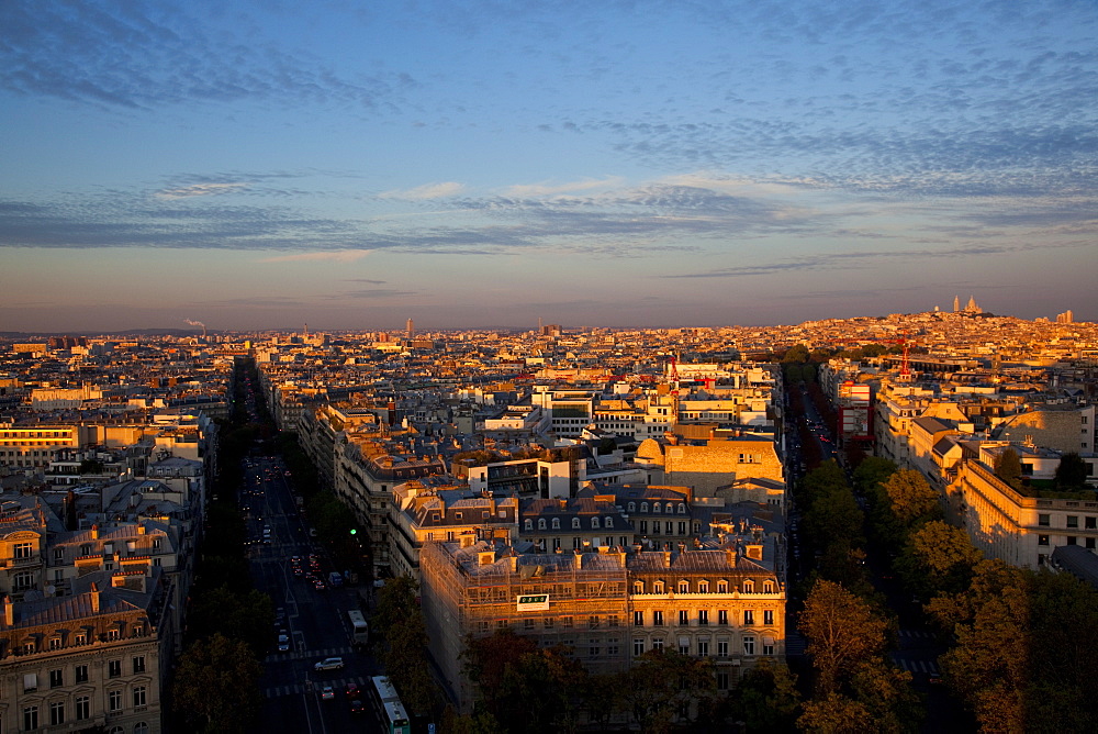 View of Paris from the top of the Arc de Triomphe, Paris, France, Europe