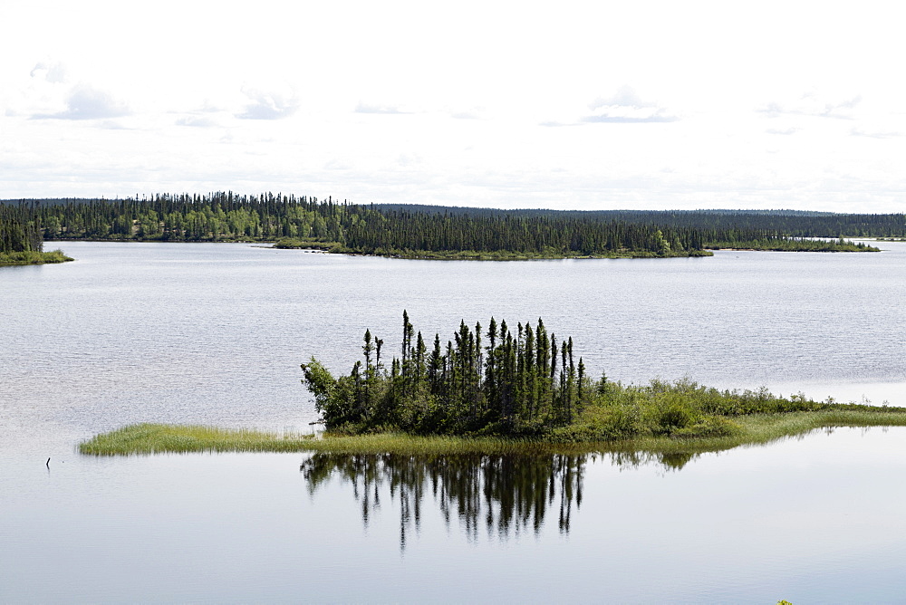 Island in Dillabough Lake in northern Manitoba, Canada, North America