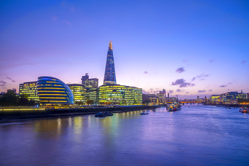 The Shard and City Hall by River Thames, Southwark, London, England, United Kingdom, Europe