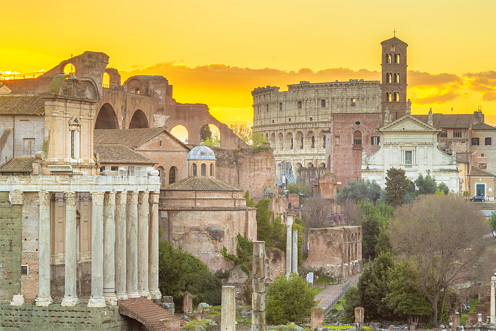 Forum at sunrise, UNESCO World Heritage Site, Rome, Lazio, Italy, Europe