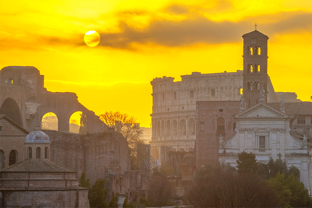 Forum at sunrise, UNESCO World Heritage Site, Rome, Lazio, Italy, Europe