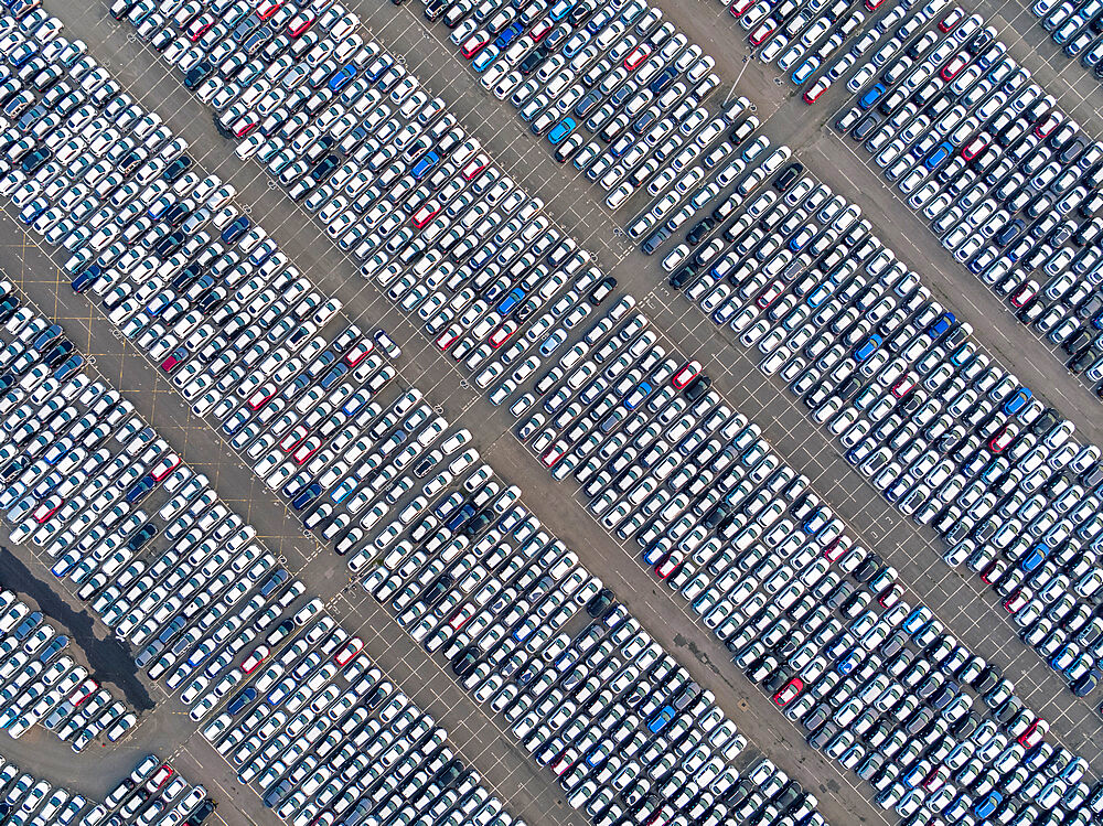 New cars, Tilbury Docks, Tilbury, Port of London, Essex, England, United Kingom, Europe