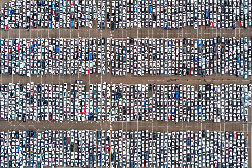 New cars, Tilbury Docks, Tilbury, Port of London, Essex, England, United Kingom, Europe