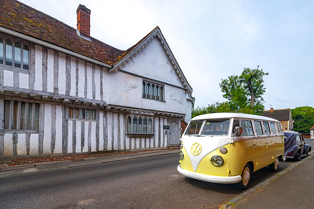 VW Type 2 Split Screen Camper Van, Water Street, Lavenham, Suffolk, England, United Kingdom, Europe