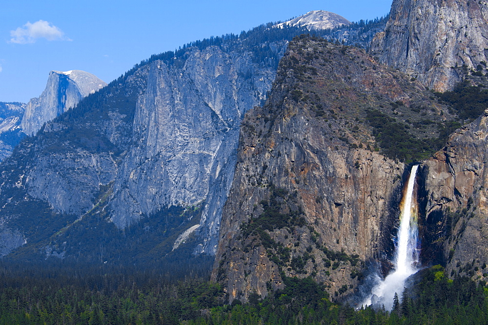 Bridesveil Falls with rainbow, Yosemite National Park, UNESCO World Heritage Site, California, United States of America, North America