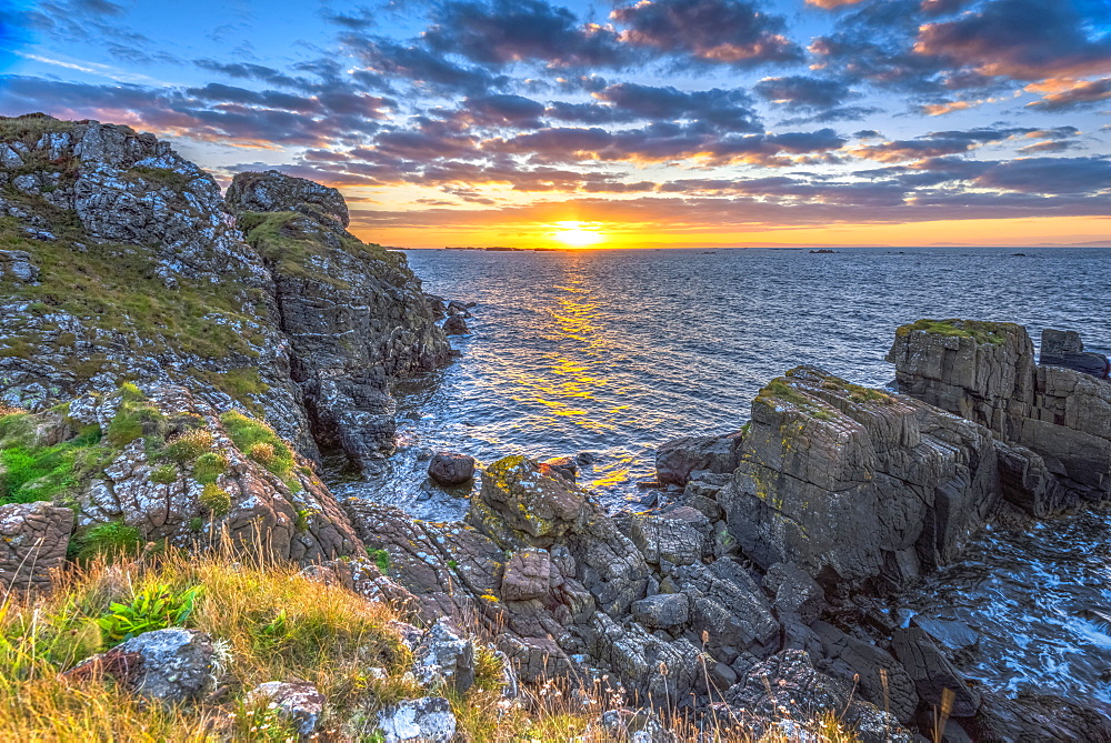 Lagavulin Bay at sunrise, Islay, Argyll and Bute, Scotland, United Kingdom, Europe