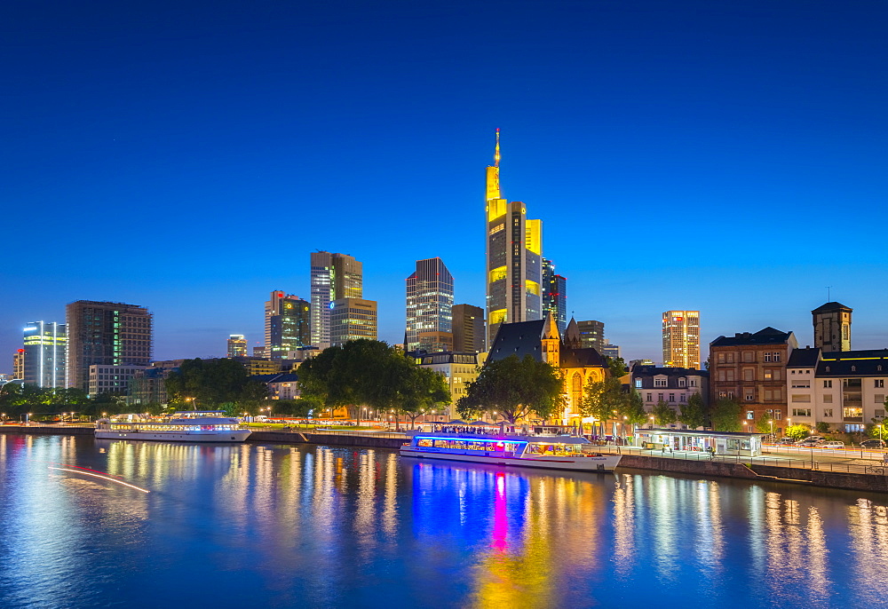 City skyline across River Main, Frankfurt am Main, Hesse, Germany, Europe