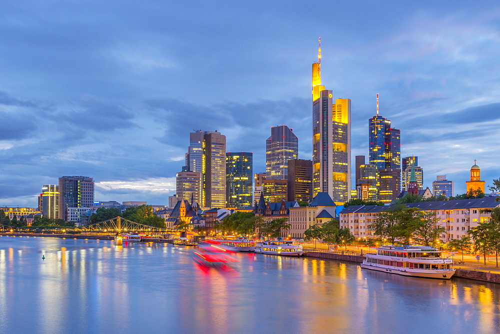 City skyline across River Main, Frankfurt am Main, Hesse, Germany, Europe